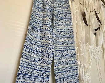 VINTAGE 1960s Hand Screen Printed WOMENS PANTS Medium