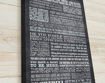 Desiderata, Desiderata Print, Hand-stretched Canvas on wooden frame, READY TO HANG, Canvas Gallery Wrap, by Max Ehrmann