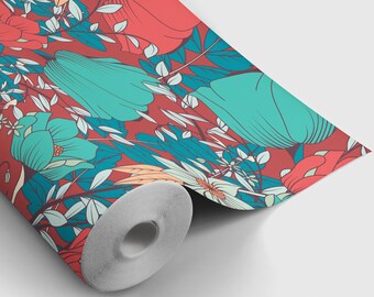 Flowers Peel and Stick Wallpaper | Peel and Stick Temporary Wallpaper | Removable Wall Sticker