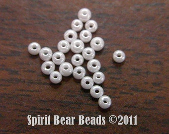 White Opaque Luster Czech Seed Beads size 11/0 lot of 20 grams