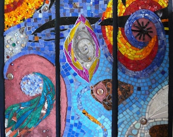 Painting mosaic in glass enamels - Céleste Energie.