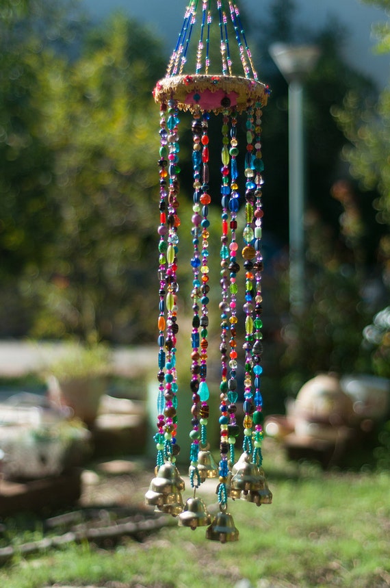 Hanging mobile-Glass sun catchers beaded mobile with Brass