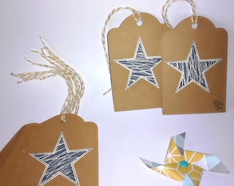 (Set of 10) - Kraft star gift tag