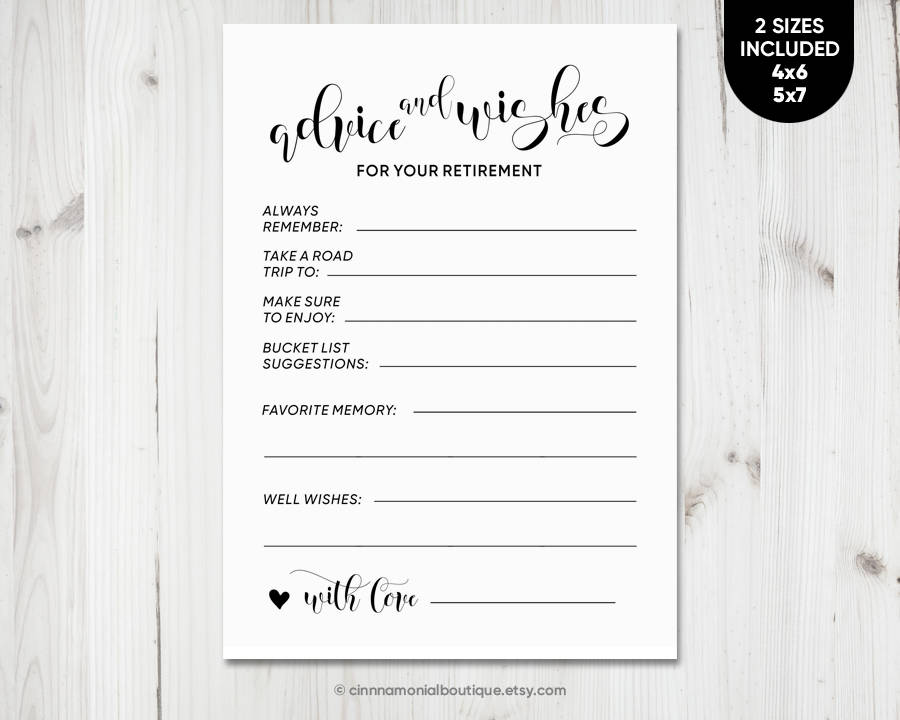 retirement bucket list card instant download retirement advice