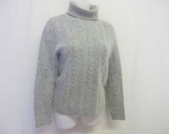 Angora Sweater Gray Angora Sweater 1980 Sweater Cropped Turtleneck