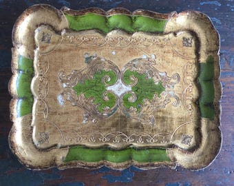 Vintage, Italian, Florentine, Tray, Vanity Tray,