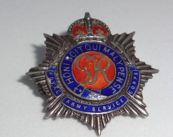 WW2 army service corp sterling silver and enamel sweetheart brooch kings crown