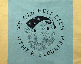 Large Flourish Fabric Patch: Sew-on Patch, Back Patch Art Patch, Folk Punk Patch, Patch Denim Jacket, Cloth Patch, Nature Punk Screenprint