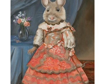 Mouse Lover Gifts, Miss Mousie Prints, Mouse Wall Decor, Whimsical Mouse Art