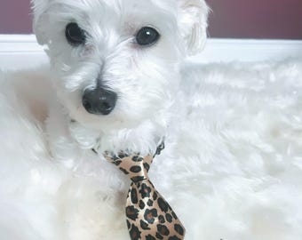 Small Dog Small Cat Collar Necktie Accessory/Leopard Print