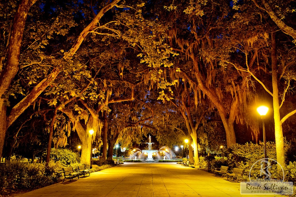 Savannah Georgia Romantic Dreamy Forsyth Square Park Cityscape