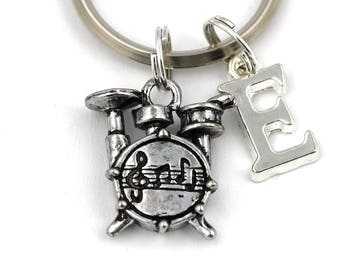 Drum Key Ring, Personalized Drum Kit Keychain, Drums Keyring, Initial Keychain, Music Gift, Drummer Keychain, Christmas Gift, Drummer Gift