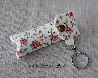 Fabric Lip Balm Holder with Keyring, Lip Balm Cozy, Chapstick Holder, Bridesmaid Gift