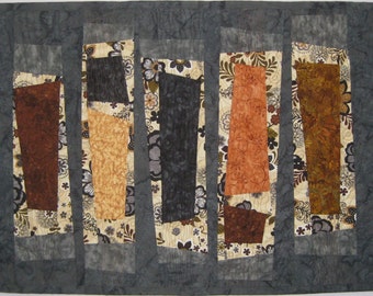 Art Quilt Five Wonky Columns, Wall Quilt, contemporary wall quilt, modern quilt, abstract quilt