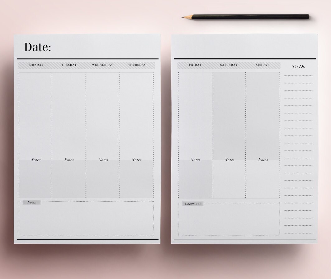 printable planner pages undated monthly weekly across 2