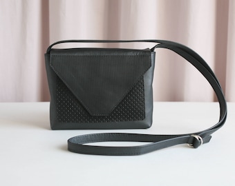 Minimalistic Crossbody Bag Tricolored Leather, small satchel bag, handbag envelope shape
