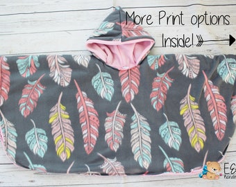 Car Seat Poncho, Girl Car Seat Poncho, Fleece Poncho, Infant Car Seat Poncho, Feather Poncho, Toddler Poncho, Car seat Blanket, Boy Poncho