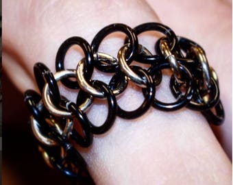 chainmaille ring 4 in 1 with colored rows