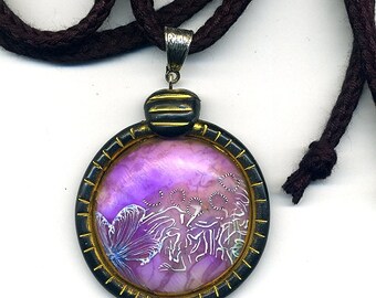 Polymer clay pendant - necklace
