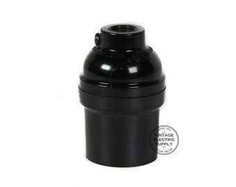 Black Phenolic Socket Tapered Keyless with Strain Relief