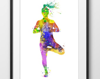 Yoga Print No2, Yoga Pose Poster, Yoga Watercolor, Yoga Art, Yoga Print, Yoga Decor, Yoga Painting, Yoga Home Decor (A0264)