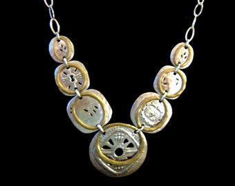 Retired Silpada-Boho Bib Sterling/Brass Necklace,Sterling Necklace,Silpada Jewelry