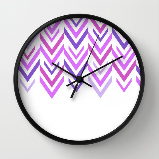 Purple Clock Wall Clock Shades of Purple Arrow Clock