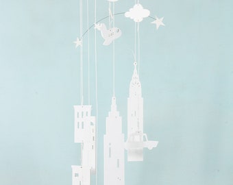 baby crib mobile - wooden - crib mobile - white