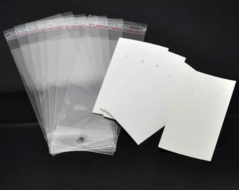 100 Earring Display Cards White with Self-Seal Bags, 8687a, CR