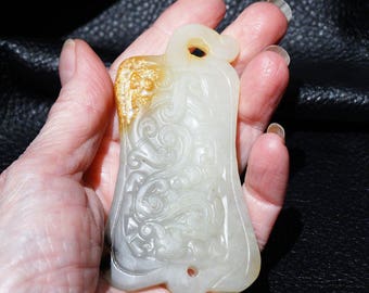 Antique Jade Pendant Nephrite 51 Grams 3 Inches