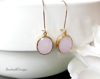 Small Mininal Earrings, Dainty Minimalist Earring, Everyday Simple Earrings, Bridesmaid Earrings, Gold Earrings, Bridesmaid Gift, Pink