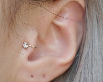 Gold Filled 3mm CZ Tragus Ear Cuff