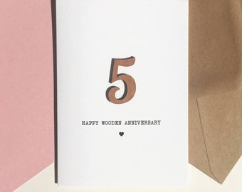 5th Anniversary Card With Wood Detail