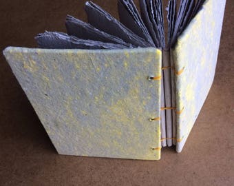 Grey and yellow journal, handmade paper, sketch book, travel journal, guest book, recycled guestbook, diary, sketchbook, homemade paper