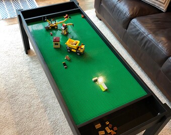 Building blocks table, activity table, kids table, building bricks table, compatible with Lego table and duplo bricks, train table