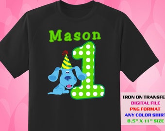 Blue Clue Iron On Transfer , Blue Clue DIY Boy Birthday Shirt , Blue Clue DIY Transfer , Blue Clue Printable , Digital Files