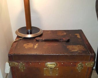 GOYARD Original Genuine Malles Aime Paris RARE Art Deco Antique leather trunk with interior fittings