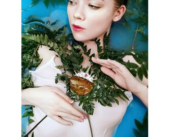 Amber brooch "Crohn" | mermaid |