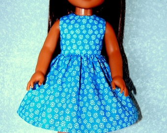 Dress for 14.5" Wellie Wishers or Melissa & Doug Doll Clothes handmade turquoise tkct1227 rts READY TO SHIP