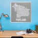 Portland, Oregon Neighborhood Map Poster or Print, Original Artist of Type City Neighborhood Map Designs, Portland Housewarming Gift