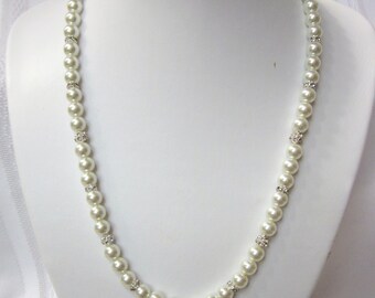 Bride or Bridesmaid Necklace - Choose your color - Swarovski Pearl and Rhinestone Necklace - Perfect for Wedding, Prom or Formal, Brides,