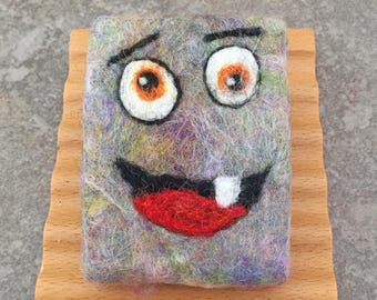 Felted Soap - Silly Monster Design in an Unscented Coconut Milk Soap