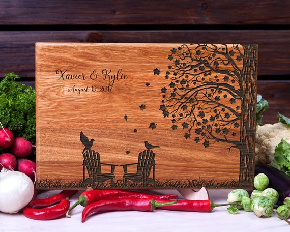 Personalized Cutting Board Adirondack Chairs Wedding gift 