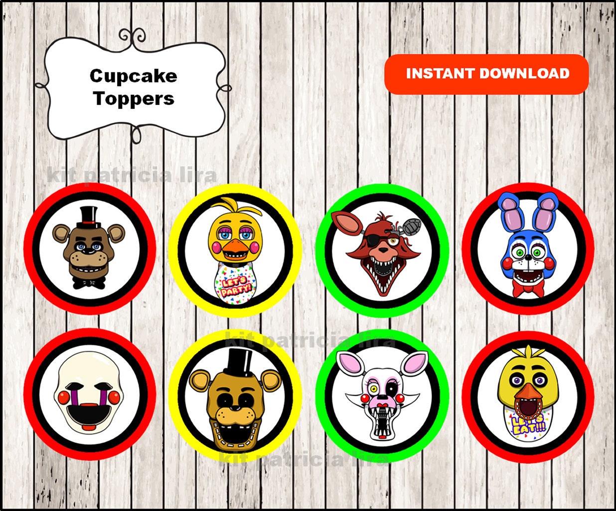 five-nights-at-freddys-toppers-labels-instant-download-five