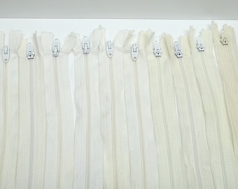 white 23.5 inches cotton zippers,white cotton zippers,cotton zippers,white zippers,sewing,crafting projects,costume making,jackets, bags,