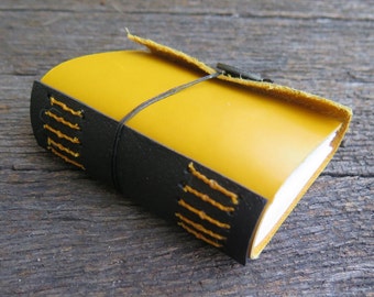 A7 Yellow and Black Leather Journal