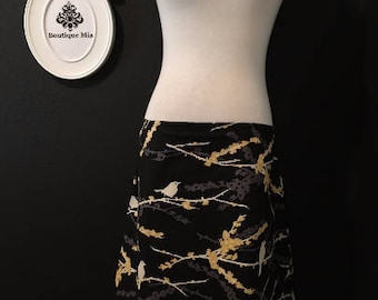 Sample SALE - Will fit Size S/M - Ready to MAIL - A-line SKIRT - Joel Dewberry - Sparrow - by Boutique Mia