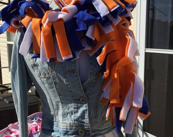 Royal Blue Orange White Fleece Boa Scarf