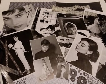 Audrey Hepburn Collage Kit, Book Images for Junk Journals, Collage Art, Collage Journals, Smash Books