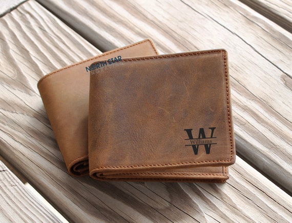 Cowhide leather Mens Leather wallet Mens Personalized